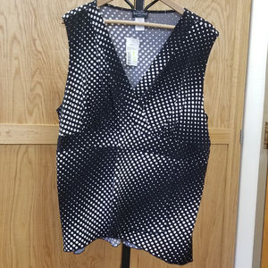 BAY STUDIO Surplice Black White Sleeveless Top 2x